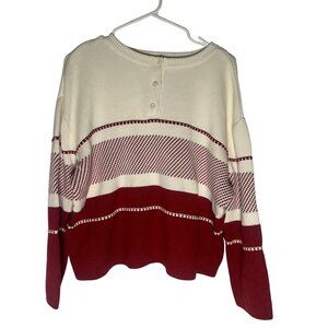 Petite Studio Evelyn Striped Cashmere Blend Sweater in Maroon Women's Size XS